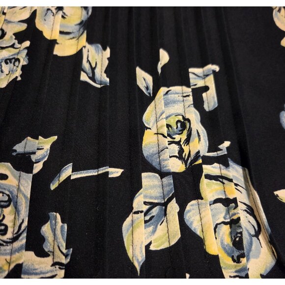 Vtg Kathie Lee Sz 14 Maxi Dress Black Pastel Tie Back Pintuck Pleat - Picture 8 of 16